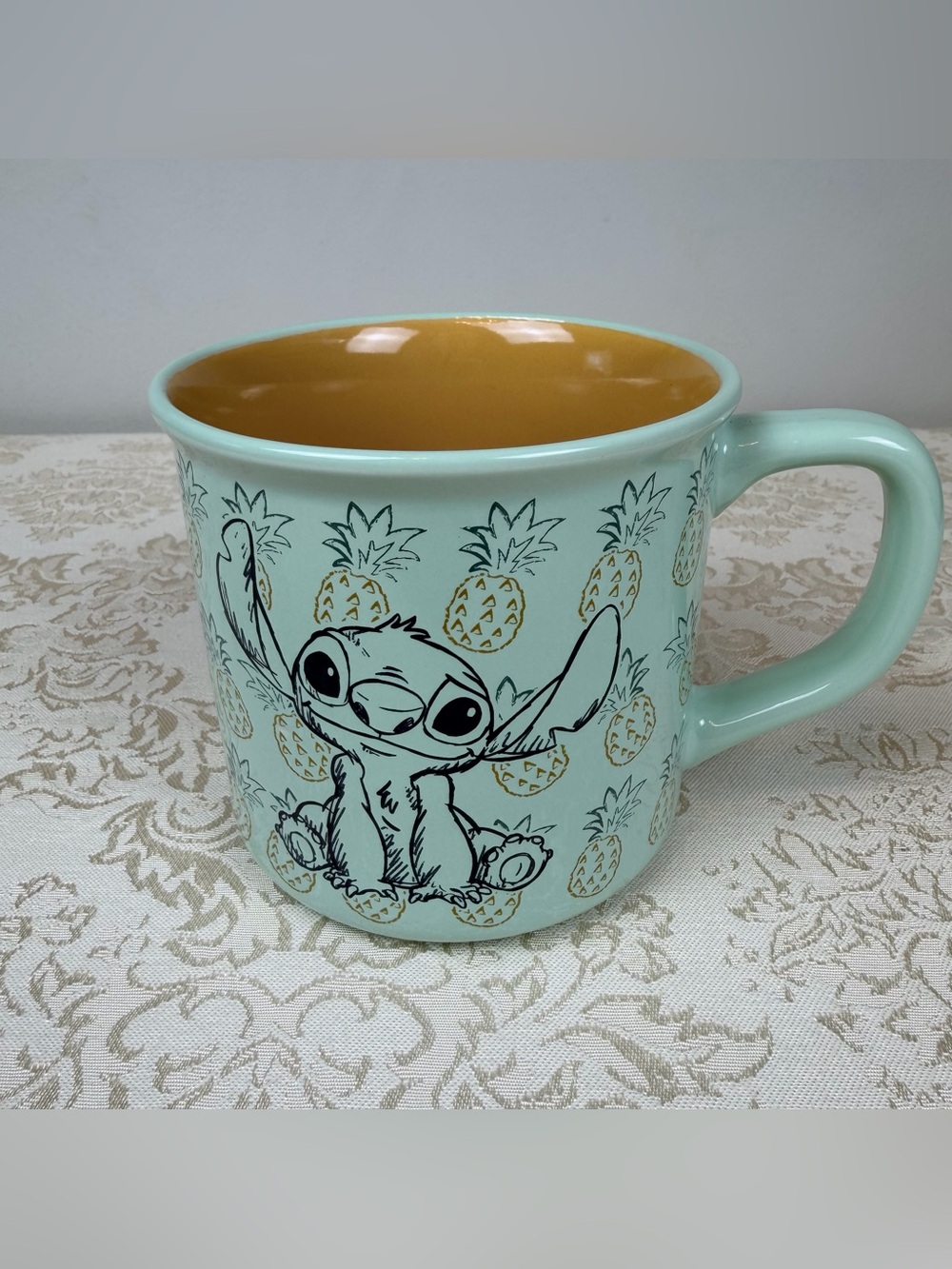 Disney Stitch Aloha Ceramic Oversized Mug in Mint with Mustard Interior, Zak!